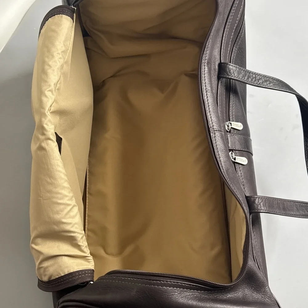 Piel Leather Duffel On Wheels - Brown - 21.5x10.5x10